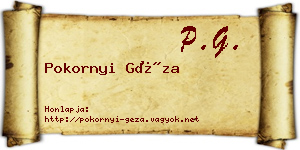 Pokornyi Géza névjegykártya