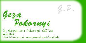 geza pokornyi business card